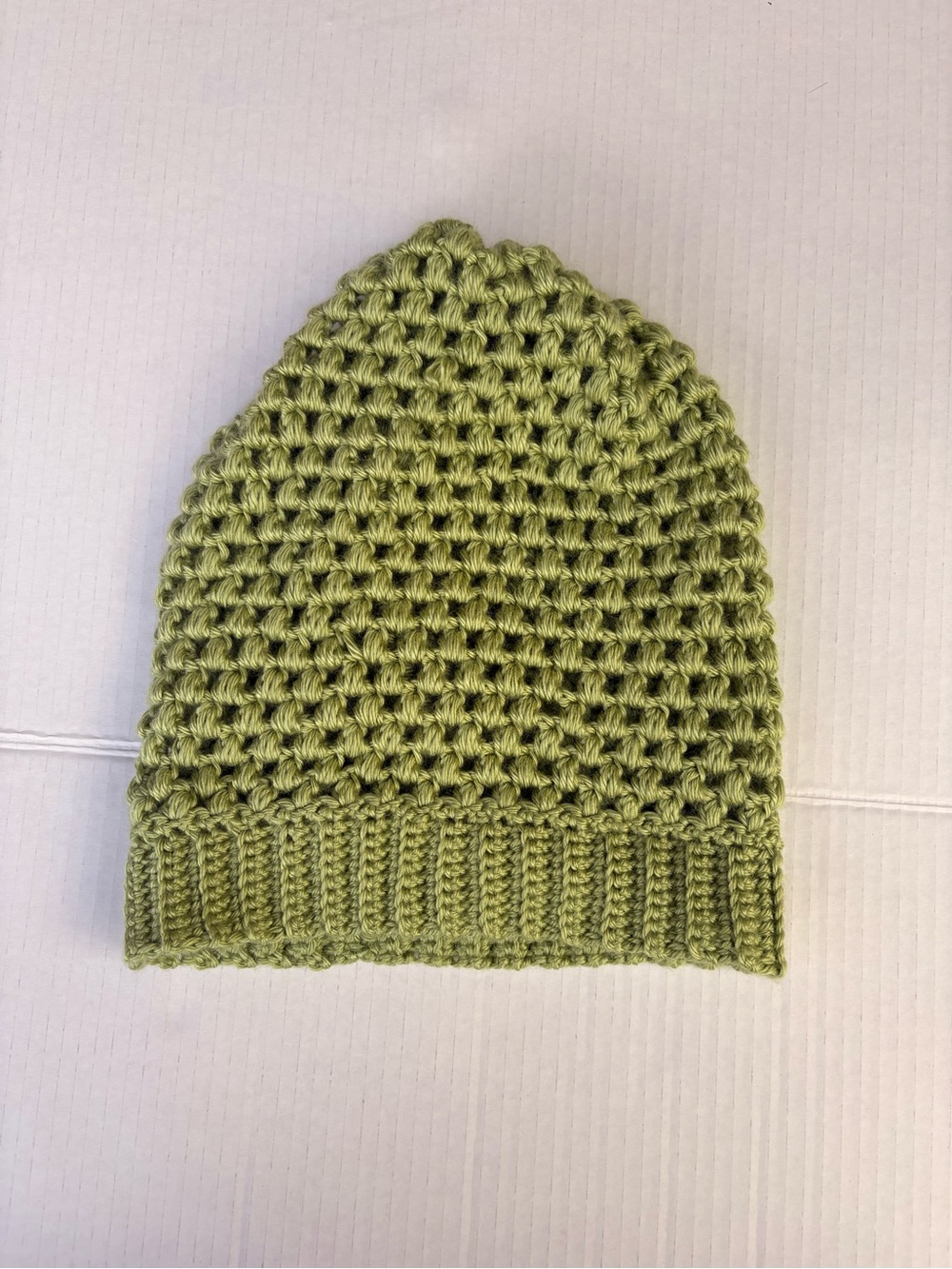 Handmade Crochet Beanie in Light Olive Green